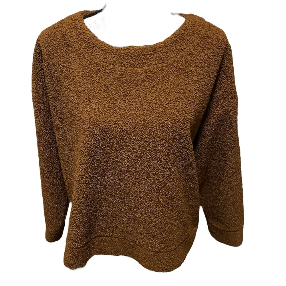 J.Crew Vintage Fleece brown teddy cropped crew neck sweater